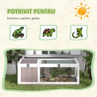 PawHut Căsuță pentru Țestoase de Uscat din Lemn de Brad cu Panou Rabatabil și 2 Spații Separate, Maro Deschis(m-7)