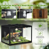 Pawhut Terariu din Sticla 60×40×40,5 cm – Pentru testoase & Reptile(m-6)