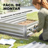 Outsunny Jardinera Exterior de Acero Galvanizado con Diseño de Escalera Base Abierta para Cultivos Plantas 120x101x58 cm Plata(m-5)
