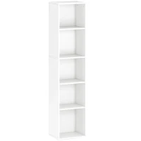 HOMCOM Bücherregal, 5 Fächer, verstellbare Regale, Holz, 30 x 24 x 133,5 cm, Weiß(m-1)