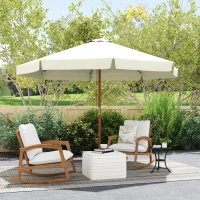 Outsunny Umbrelă de grădină cu acoperiș dublu, din lemn de bambus și poliester, Ø325x250 cm, bej(m-10)