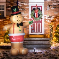Outsunny Aufblasbare Weihnachtsfiguren Aufblasbarer Lebkuchenmann, 2 m, inkl. Gebläse, Mehrfarbig(m-10)