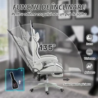 Vinsetto Scaun Gaming cu Urechi de Iepuraș, Suport pentru Picioare, Perne, Reclinabil și cu Înălțime Reglabilă, Negru(m-6)