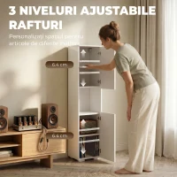 HOMCOM Dulap Multimedia Slim cu 5 Rafturi Reglabile, Alb(m-5)