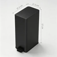 HOMCOM Coș de gunoi 20L cu închidere lentă și recipient detașabil, din oțel și PP, 21,5x37,2x57 cm, negru(m-3)