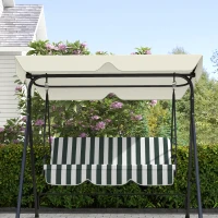 Outsunny Tetto di Ricambio per Dondolo 3 Posti Impermeabile in Tessuto Oxford Bianco Crema, 210x145 cm(m-8)