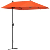 Outsunny 2m Half Parasol Umbrella - Orange(m-1)