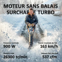Outsunny Souffleur de Feuilles sans Fil avec Moteur Brushless 900W Batterie 36v (2x4,0Ah) Puissant 15,2 m³/min Orange et Noir(m-4)