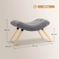 HOMCOM Pufe Moderno com Revestimento em Velo e Pernas de Madeira Estofado para Sala de Estar Quarto Corredor Cinza Escuro(m-3)