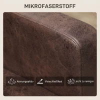 HOMCOM Canapea modernă cu 2 locuri, tapițerie din material textil cu aspect de piele respirabilă și picioare din lemn, 130x78x85 cm, maro închis(m-7)