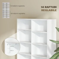 HOMCOM，Raft pentru CD-uri，Cu 14 Rafturi Ajustabile, PAL, 78,5x24x175 cm, Alb(m-5)