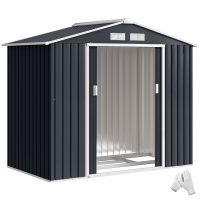 Outsunny Abri Jardin 2,7m² Porte Verrouillable Acier Gris