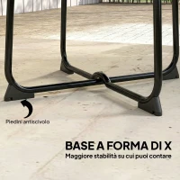 Outsunny Tavolino da Caffè da Esterno Rotondo 50 cm, Tavolo in Metallo con Base a X e Piedini Antiscivolo, Nero(m-6)