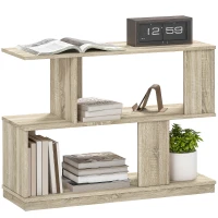 HOMCOM Măsuță de Cafea Modernă în Formă de S cu 3 Rafturi pentru Living și Salon, 90x30x61 cm, Lemn(m-11)