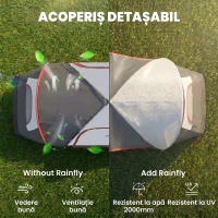 Outsunny Cort de Camping pentru 6 Persoane cu 2 Camere Separate, Poliester și Fibră de Sticlă, 450x215x180 cm, Gri(m-4)