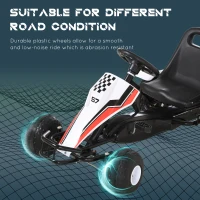 HOMCOM Kids Children Pedal Go Kart Manual Ride On Car w/ Brake Gears Steering Wheel Adjustable Seat 4 Smooth Wheels Racing-Style White 104 x 66 x 57 cm(m-6)