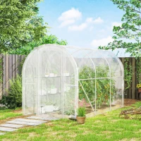 Outsunny Serre de jardin tunnel 3 x 2 x 2 m 6 m² avec porte à charnières bâche en PE 150 g/m² pour Légumes Plantes Fleurs(m-9)