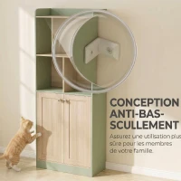 HOMCOM Bibliothèque à 5 niveaux, meuble de rangement, étagère à livres avec 2 portes, 60 x 30 x 161,2 cm vert et bois naturel(m-6)