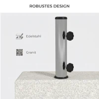 Outsunny Bază pentru umbrelă de grădină 25kg pentru tije de Ø32mm, Ø38mm și Ø48mm, din granit și oțel inoxidabil, 45x22.5x40 cm, gri(m-5)
