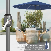 Outsunny Parasol de Jardin Extérieur 3x3 m, Parasol Inclinable Octogone avec Manivelle, 8 Baleines, Anti-UV, Bleu(m-6)