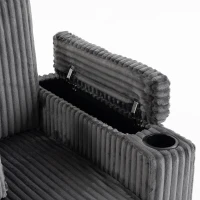 HOMCOM 2 Seater Sofa Bed, Pull Out Sleeper Sofa w/ Adjustable Backrest, Storage Armrests, Cup Holders, Side Pockets, Dark Grey(m-10)