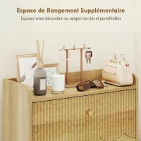HOMCOM Meuble à chaussures 18 paires, armoire à chaussures étroite, 3 tiroirs rabattables étagères réglables, 60x24x128cm, chêne(m-7)