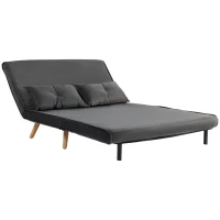 HOMCOM Sofá-cama 2 Lugares Sofá Cama Sofá Conversível em Cama Encosto Regulável Revestimento em Tecido Estrutura Metálica Cinza(m-7)