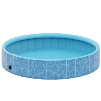 PawHut Hundepool Faltbar Planschbecken mit Brunnen- und Wasserpolsterdesign Ø160 x 30 cm Blau(m-11)