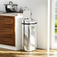HOMCOM Bidone per Rifiuti da 40L con Sensore per Apertura e Chiusura Automatica, 33x25x70 cm, Argento(m-10)