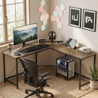 HOMCOM Corner L-Shape Computer Desk PC Workstation Writing Gaming Table Home Office(m-2)