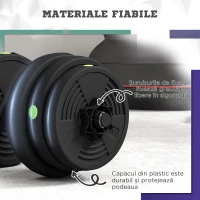 SPORTNOW Set 2 în 1 cu 2 Gantere Convertibile în Bară, Greutate Totală 25 kg și Discuri Reglabile, Negru(m-7)