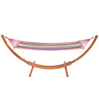 Outsunny Hamaca Tumbona 320x118x120cm Playa Camping Marco Madera Carga Max. 120kg Rojo(m-12)