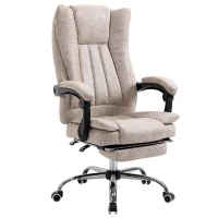 Vinsetto Cadeira de Escritório Giratória com Função de Reclinamento Apoio para Pés Poltrona Ajuste de Altura Cadeira de Mesa Microfibra Plástico Metal Nylon Bege+Preto+Prata 63 x 71 x 110-118 cm(m-1)