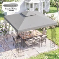 Outsunny Ersatzdach für Pavillon 3 x 3 m wasserdicht Pavillondach mit Doppeldach Ablauflöcher Hellgrau(m-8)
