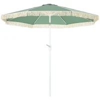 Outsunny Ombrellone da Giardino a Manovella Inclinabile e Palo a 2 Sezioni, Poliestere e Metallo, 2.6x2.4 m, Verde(m-1)