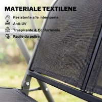 Outsunny Dondolo da Giardino a 3 Posti con Tettuccio, Seduta Traspirante e Telaio in Acciaio, Nero(m-7)