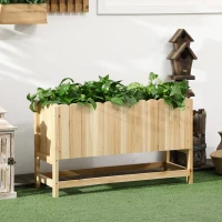 Outsunny Fioriera da Esterno Verticale in Legno con Foro di Drenaggio e Rivestimento Interno, 86x30x50 cm(m-2)
