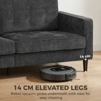 HOMCOM 3 Seater Sofa Button Tufted Upholstered Couch with Wood Legs for Living Room, Dark Grey(m-6)