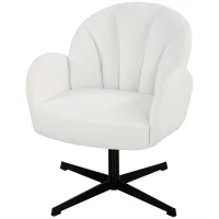 HOMCOM Sillón de Salón Giratorio Butaca de Salón Tapizada Terciopelo con Respaldo en Forma de Concha Cojín con Resortes Crema(m-11)