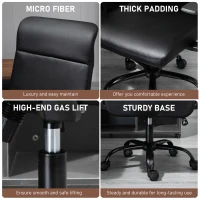 Vinsetto High Back Office Chair, Faux Leather Computer Desk Chair with Adjustable Height, Armrests, Swivel Wheels, Black(m-21)