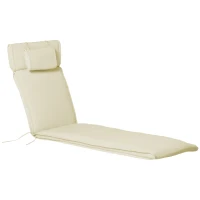 Outsunny Coussin bain de soleil déhoussable avec zippé, tétière, cordons d'attache, MATELAS UNIQUEMENT 198 x 53 x 5 cm, crème(m-1)