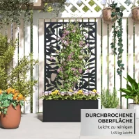 Outsunny Ghiveci cu spallier pentru plante cățărătoare din oțel, montare pe perete sau pe podea, 61x23x113 cm, negru(m-8)