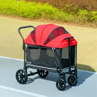 PawHut Hundewagen Hundebuggy klappbar für Hunde & Katzen bis 30 kg 110 x 65 x 102 cm Rot(m-10)