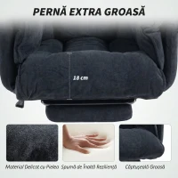 HOMCOM Scaun de Birou Rabatabil cu Suport pentru Picioare, Spătar Înalt, Înălțime Reglabilă și Roți, Negru(m-5)