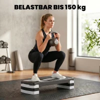 HOMCOM Aerobic-Stepper 3-stufig höhenverstellbar 80 x 31 x 20 cm Schwarz+Grau(m-7)