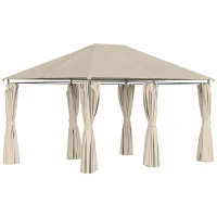 Outsunny Tonnelle de jardin barnum pavillon style colonial double-toit toiles latérales amovibles 4L x 3l x 2,72H m kaki(m-1)
