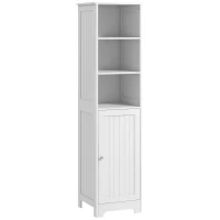 HOMCOM Badezimmerschrank Badschrank Toilettenschrank, 40 cm x 38 cm x 160 cm, Weiß(m-12)