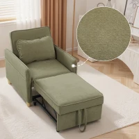 HOMCOM Sillón Cama Individual 3 en 1 Sofá Cama Plegable con Respaldo Ajustable y Cojín para Salón 74x85,5x82 cm Verde Oscuro(m-9)
