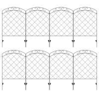 Outsunny Decorative Garden Fencing, 43in x 11.4ft Outdoor Picket Fence Panels, 8PCs Rustproof Steel Wire Landscape Flower Bed Border Edging Animal Barrier, Swirls(m-11)