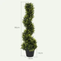 Outsunny Planta espiral artificial, cedro espiral com vaso, 90 cm, cedro artificial para decoração exterior e interior, verde(m-3)